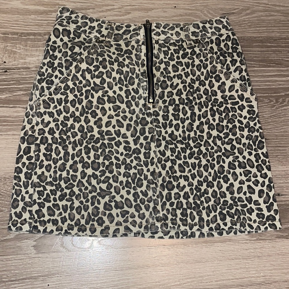 Barely worn, Cheetah Print Denim Skirt, Size SMALL